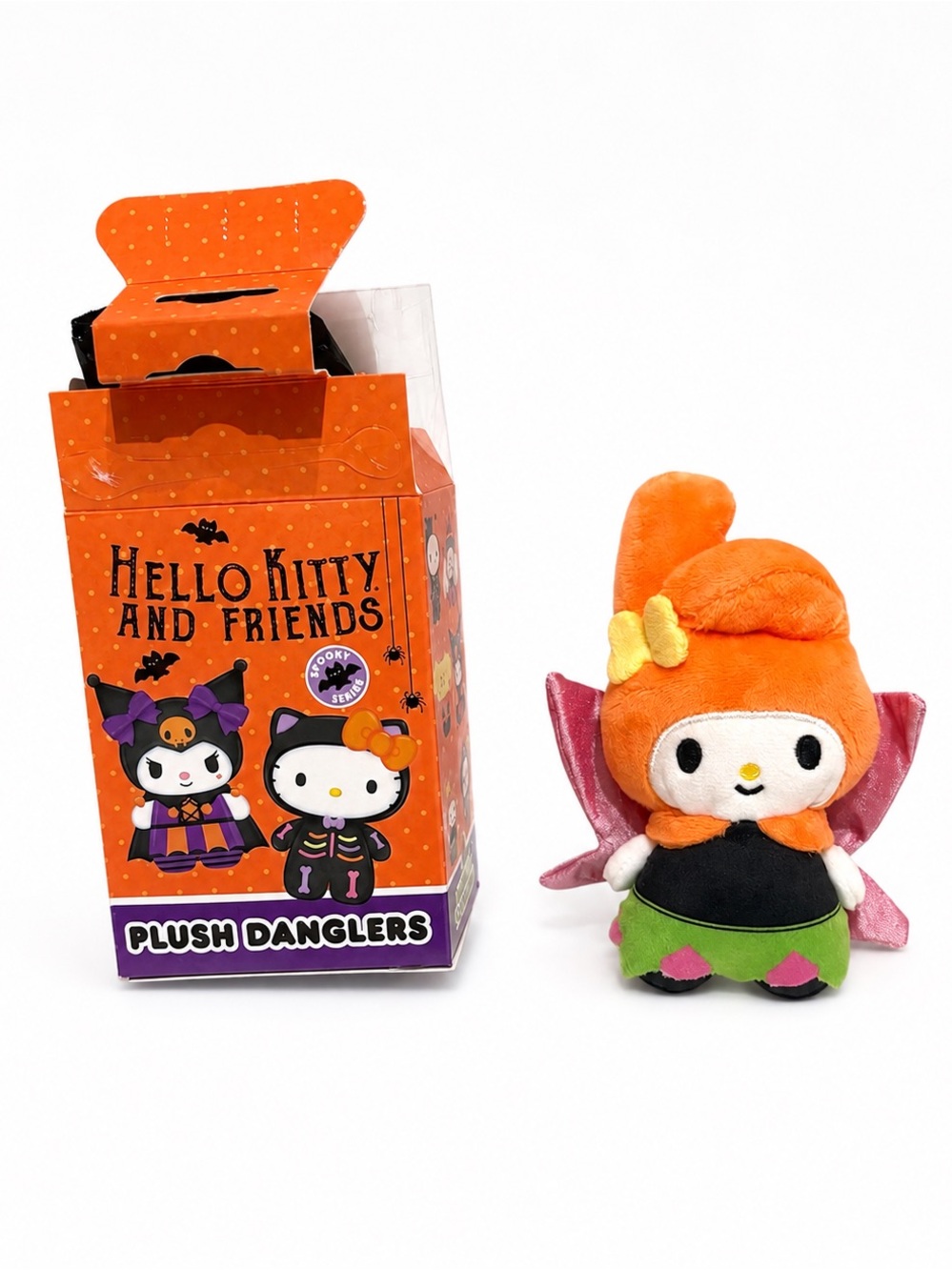 Viral My Melody Orange Plush Dangler with Pink Wings and Green Skirt